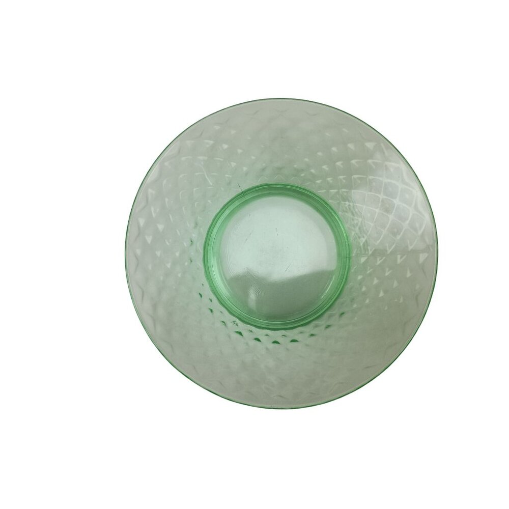 Imperial Glass Diamond Quilted Green 6-5/8" Round Footed Bowl Vintage - Picture 5 of 8